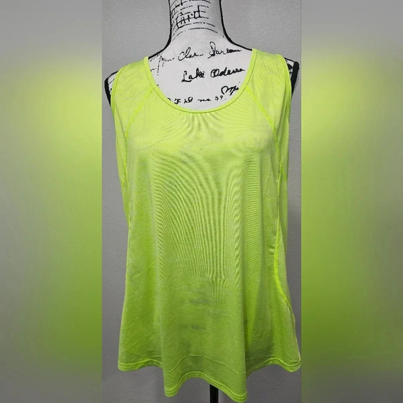 Quccefods Women's Mesh Athletic Sleeveless Workout Tank Tops Neon Green 2XL NWT - Picture 3 of 12